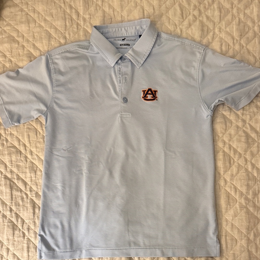 Light Blue Boys AUBURN Horn Legend Polo Shirt